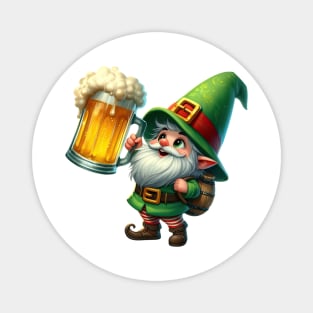 St Patricks Day Gnome Drinking Beer Magnet